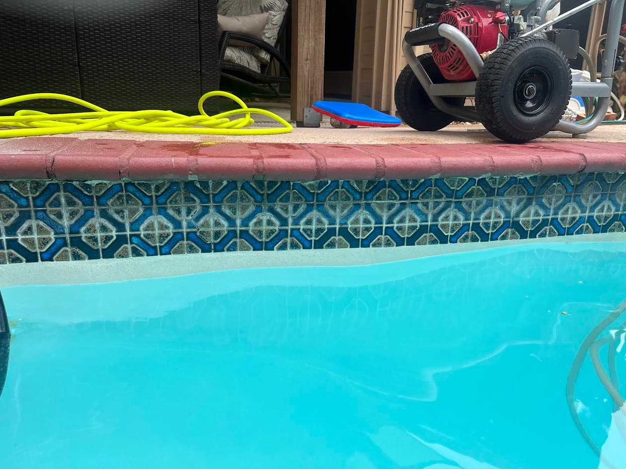 Coping Tile and Sandblast, CHR Builder Sandblasting project in Katy/Houston area, TX