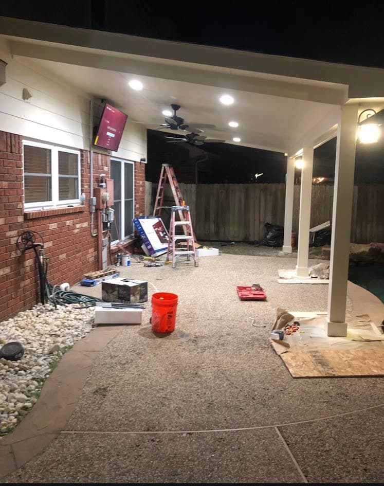 Cover Patio One Side, Three Columns, CHR Builder Cover Patio & Landscaping project in Katy/Houston area, TX