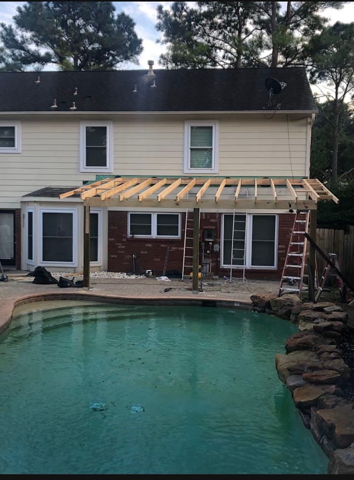 Cover Patio One Side, Three Columns, CHR Builder Cover Patio & Landscaping project in Katy/Houston area, TX