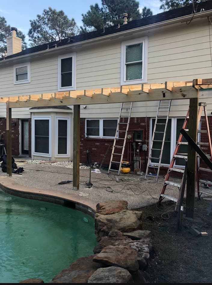Cover Patio One Side, Three Columns, CHR Builder Cover Patio & Landscaping project in Katy/Houston area, TX
