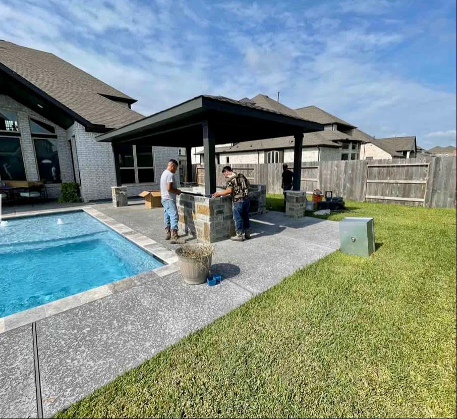 Cover Patio in the Pool Area, CHR Builder Cover Patio & Landscaping project in Katy/Houston area, TX