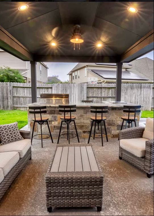 Cover Patio in the Pool Area, CHR Builder Cover Patio & Landscaping project in Katy/Houston area, TX