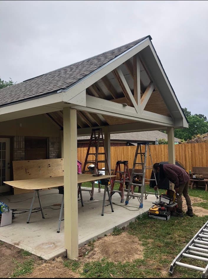 Cover Patio Two Side, Four Columns, CHR Builder Cover Patio & Landscaping project in Katy/Houston area, TX