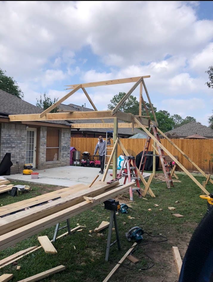 Cover Patio Two Side, Four Columns, CHR Builder Cover Patio & Landscaping project in Katy/Houston area, TX