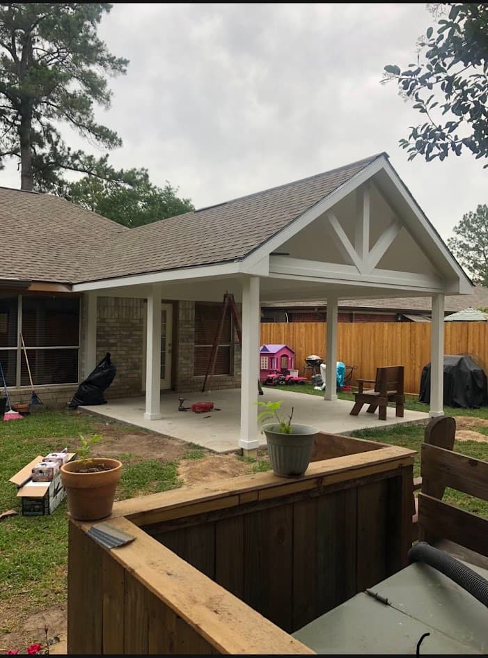 Cover Patio Two Side, Four Columns, CHR Builder Cover Patio & Landscaping project in Katy/Houston area, TX