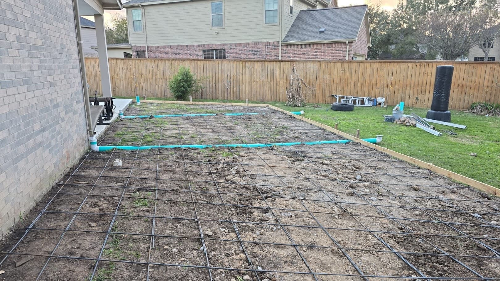 Covered Patio Attached to House, Concrete Deck with Pavers, CHR Builder Cover Patio & Landscaping project in Katy/Houston area, TX