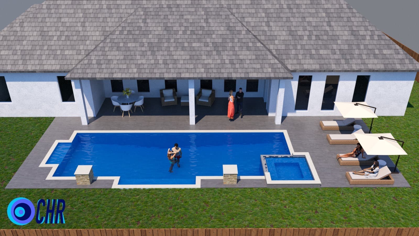 Custom Pool with Spa Construction, Katy TX, CHR Builder New Build project in Katy, TX