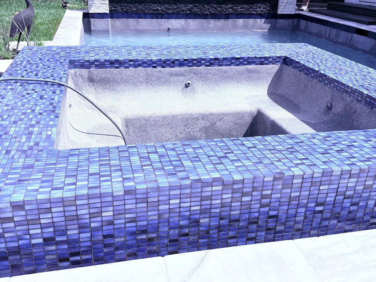 Pool Sandblasting, Calcium and Stain Removal for Like-New Finish, CHR Builder Sandblasting project in Houston/Katy, TX