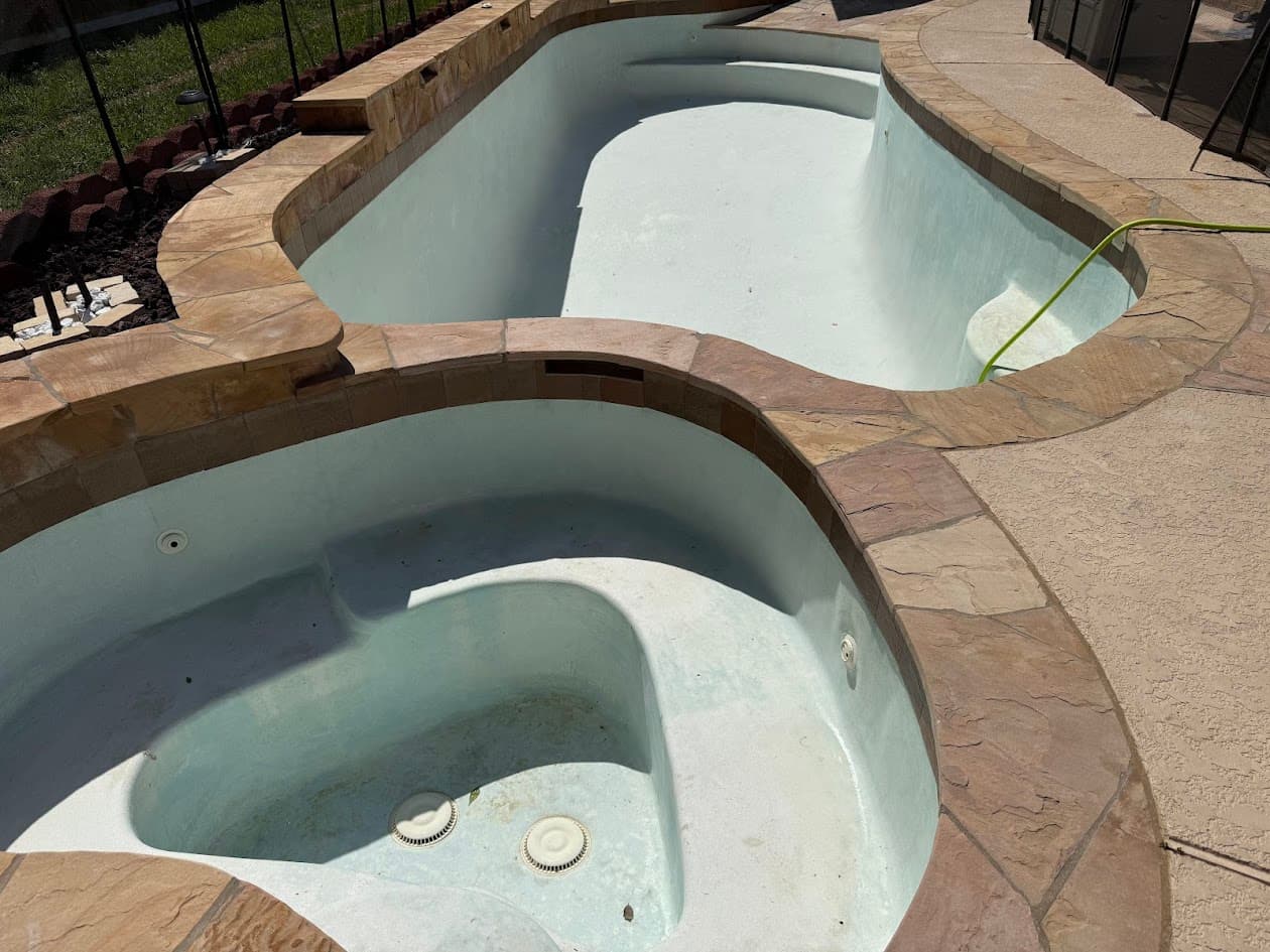 Pool Tile Cleaning, Sandblasting and Acid Wash, CHR Builder Sandblasting project in Katy/Houston area, TX