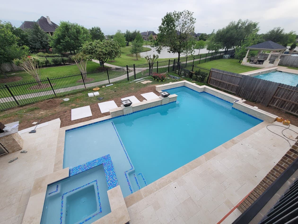 Luxury Pool, Waterfalls Fire Pits Tanning Ledge and Spa, CHR Builder New Build project in Katy/Houston area, TX