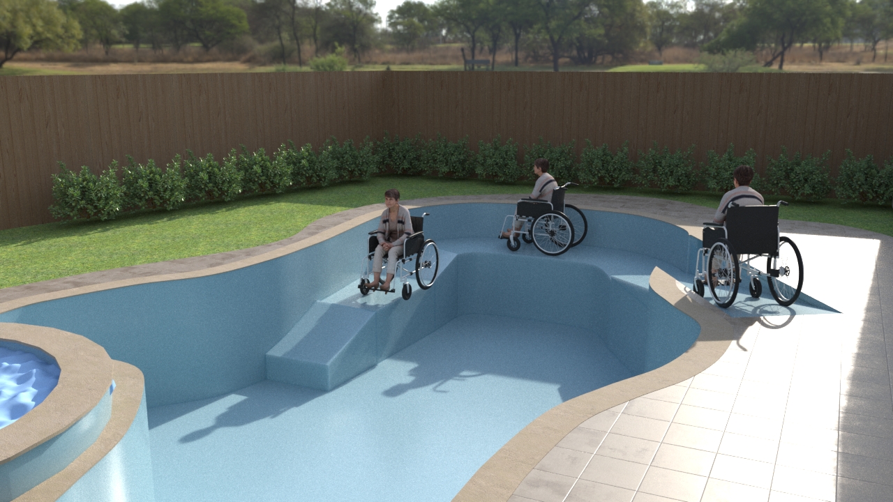 Pool Renovation with Wheelchair Access Ramp, Katy TX, CHR Builder Renovation project in Katy, TX