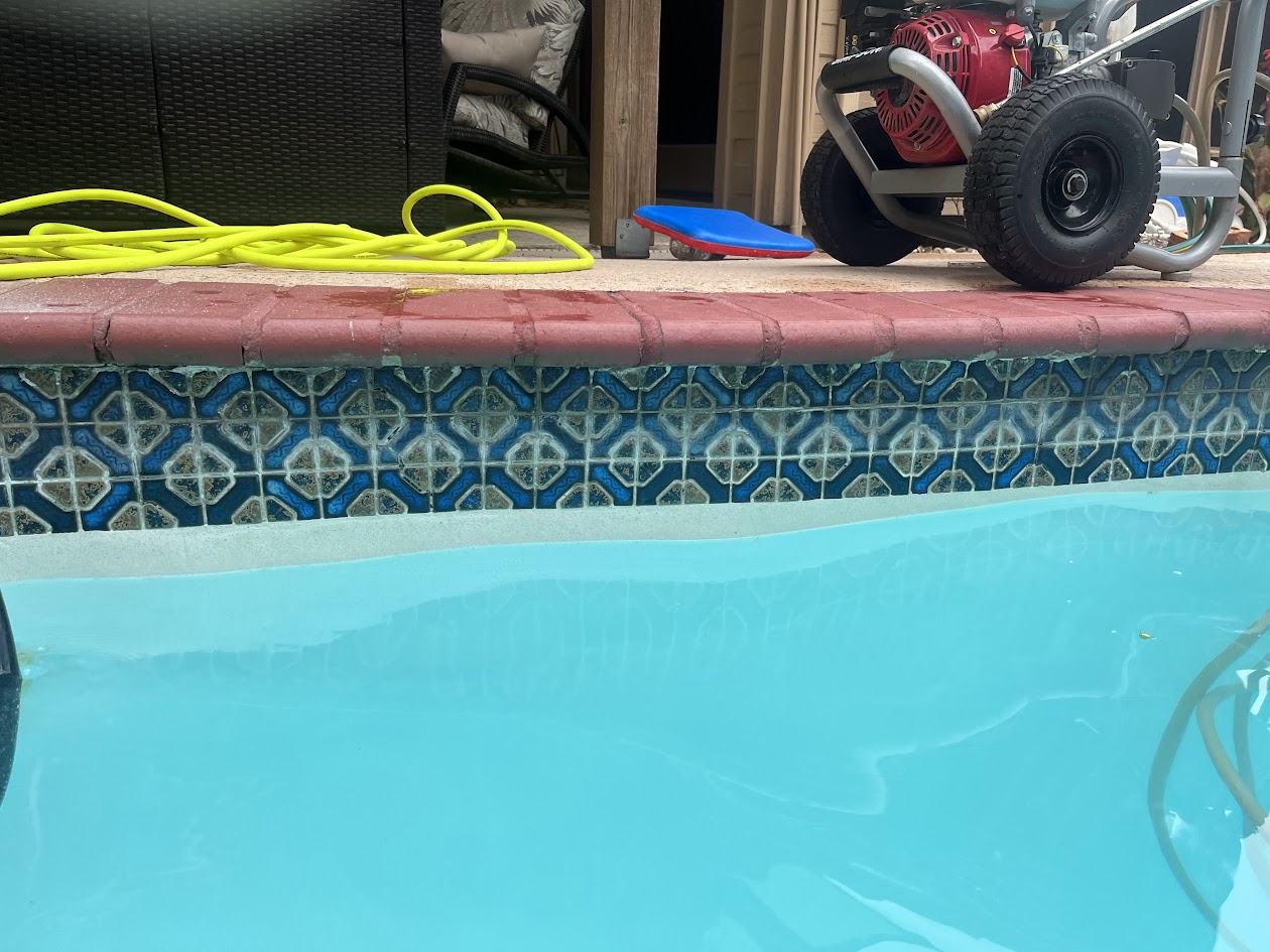 Coping Tile and Sandblast, CHR Builder Sandblasting project in Katy/Houston area, TX