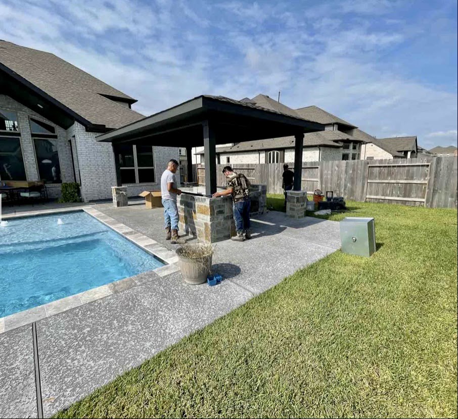 Cover Patio in the Pool Area, CHR Builder Cover Patio & Landscaping project in Katy/Houston area, TX