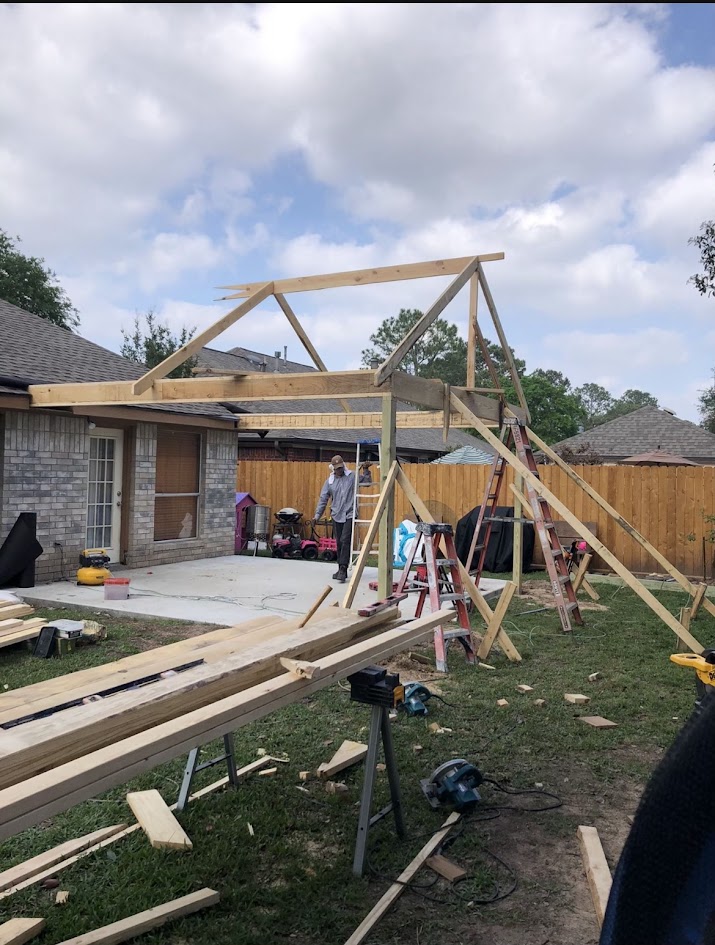 Cover Patio Two Side, Four Columns, CHR Builder Cover Patio & Landscaping project in Katy/Houston area, TX