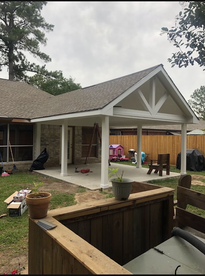 Cover Patio Two Side, Four Columns, CHR Builder Cover Patio & Landscaping project in Katy/Houston area, TX