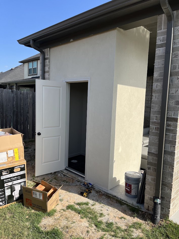 Functional and Elegant: Poolside Bathroom Construction, CHR Builder Renovation project in Katy/Houston area, TX