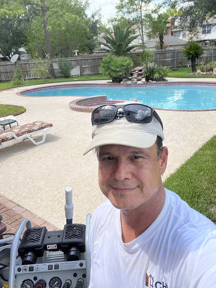 Spa Leveling, Tile Sandblast, CHR Builder Sandblasting project in Katy/Houston area, TX