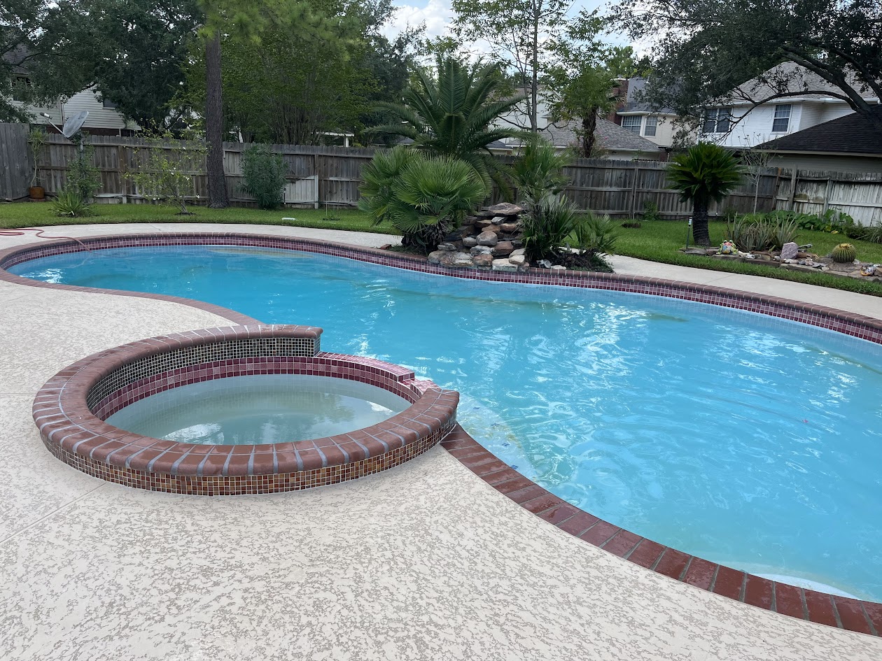 Spa Leveling, Tile Sandblast, CHR Builder Sandblasting project in Katy/Houston area, TX