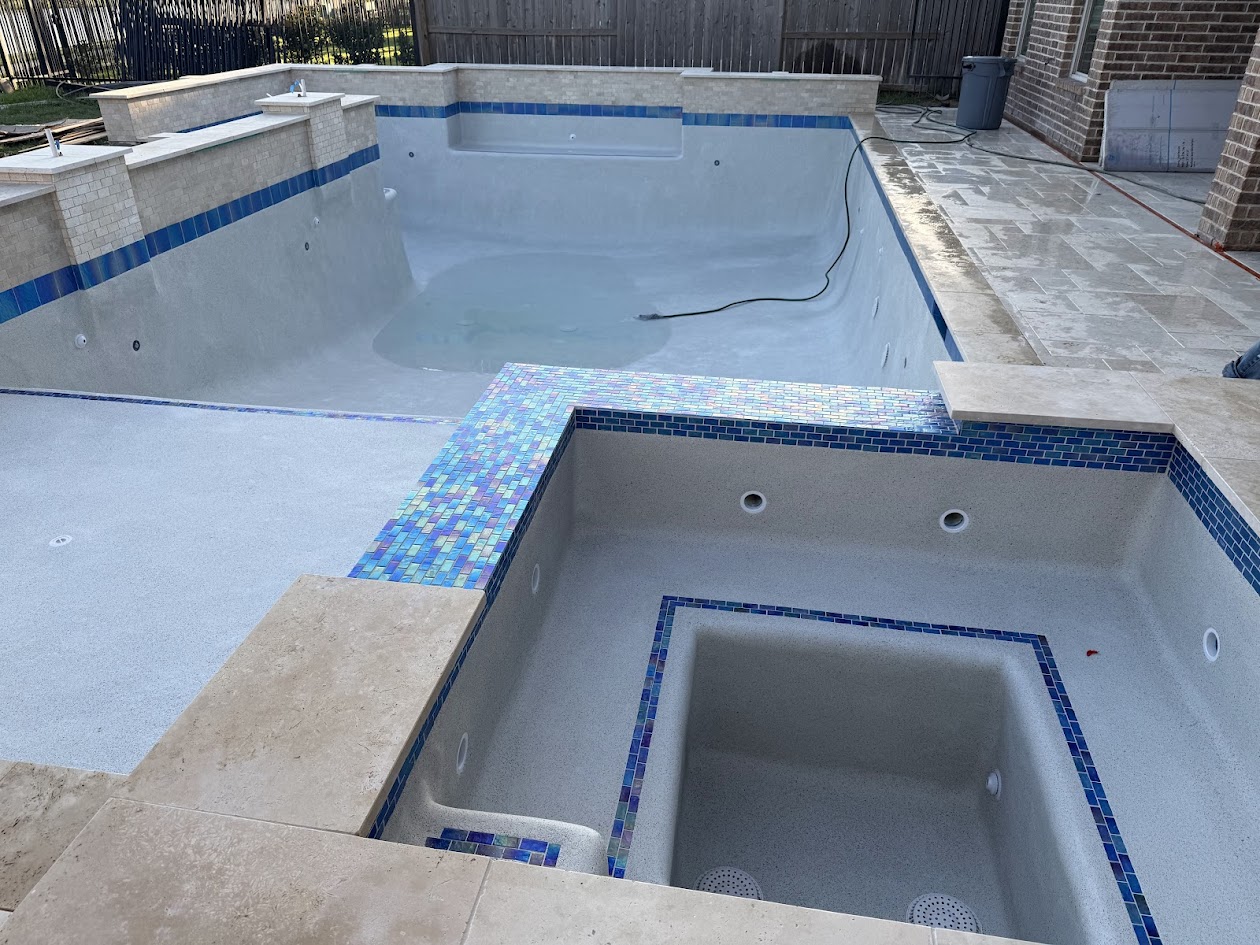 Luxury Pool, Waterfalls Fire Pits Tanning Ledge and Spa, CHR Builder New Build project in Katy/Houston area, TX
