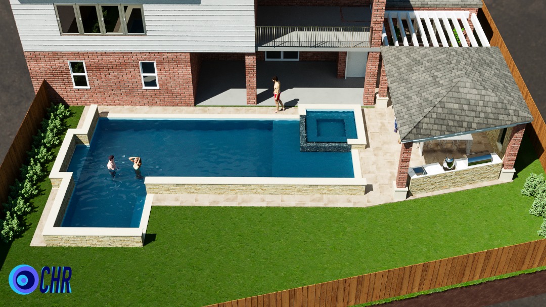 Luxury Pool, Waterfalls Fire Pits Tanning Ledge and Spa, CHR Builder New Build project in Katy/Houston area, TX