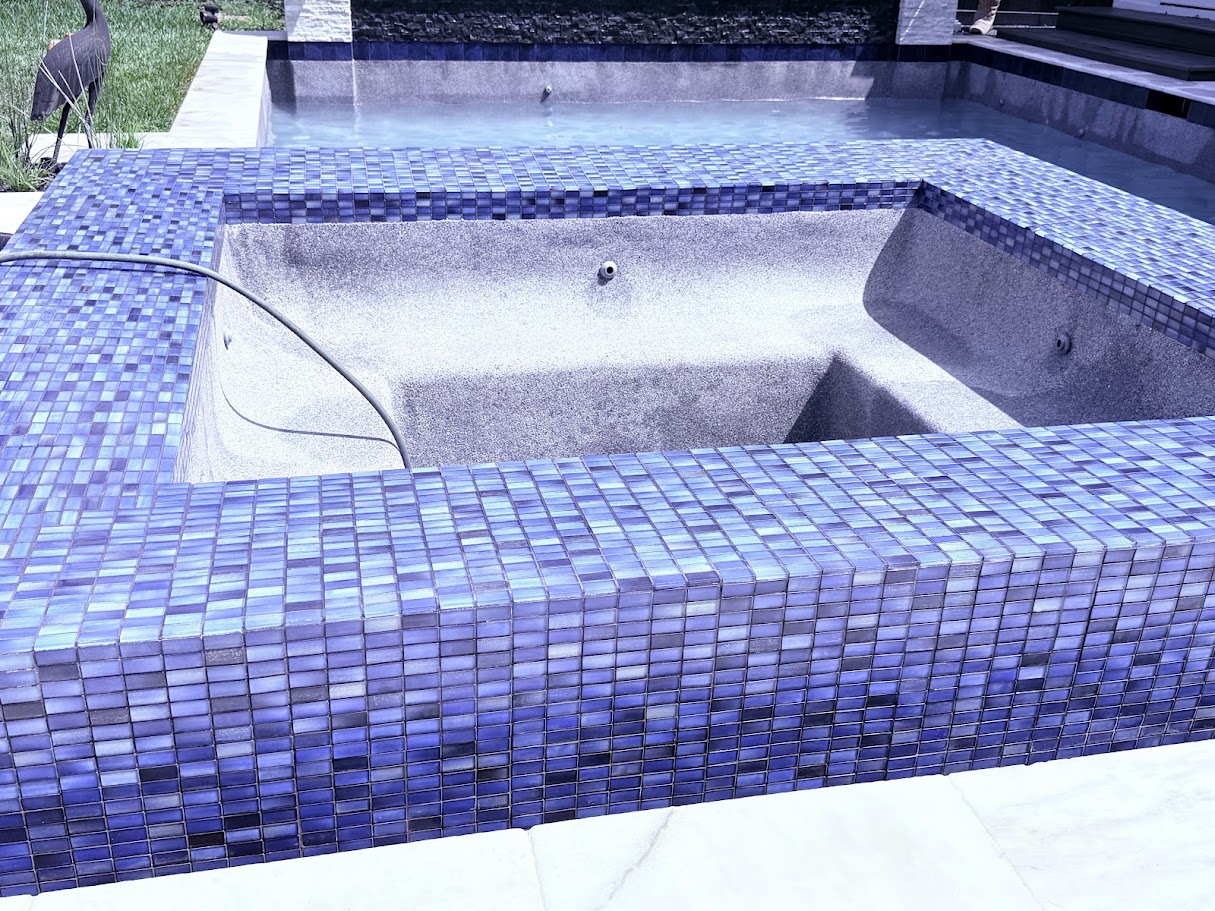 Pool Sandblasting, Calcium and Stain Removal for Like-New Finish, CHR Builder Sandblasting project in Houston/Katy, TX