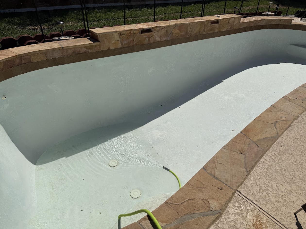 Pool Tile Cleaning, Sandblasting and Acid Wash, CHR Builder Sandblasting project in Katy/Houston area, TX